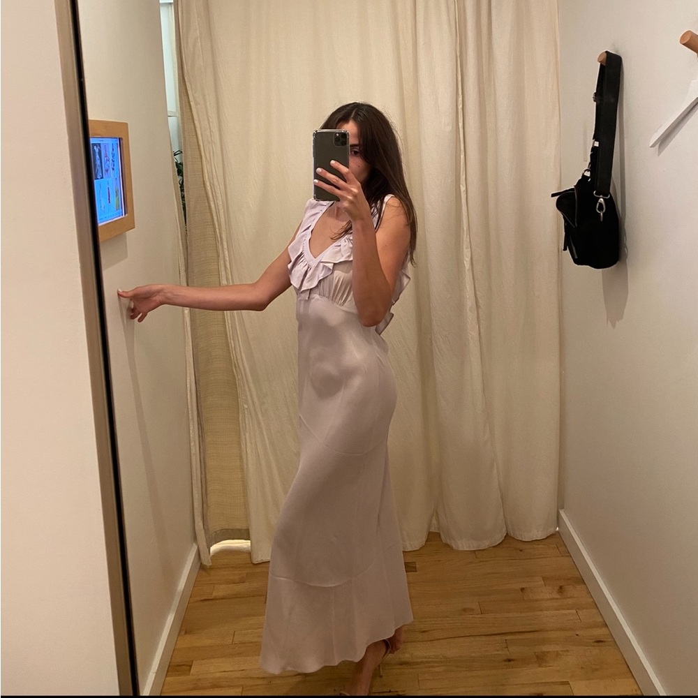 Reformation Cilian Open Back Ruffle Silk Crepe Midi Dress